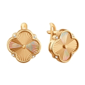 Серьги из золота с алмазной гранью и фианитами