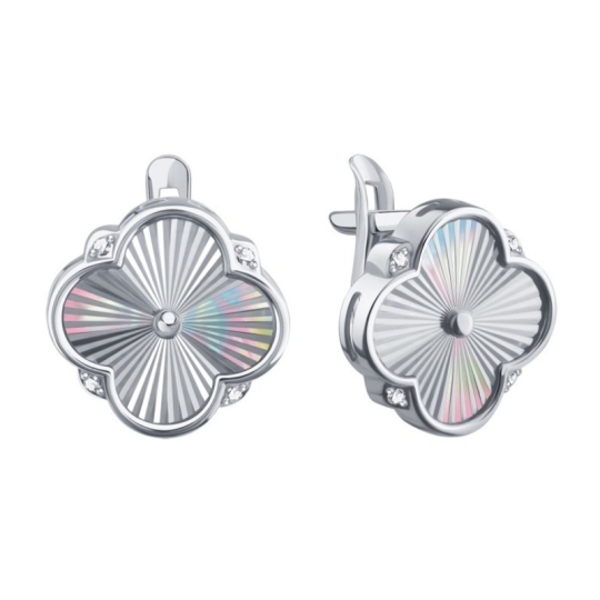 Серьги из золота с алмазной гранью и фианитами