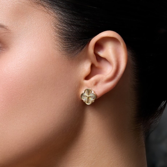 Серьги из золота с алмазной гранью и фианитами