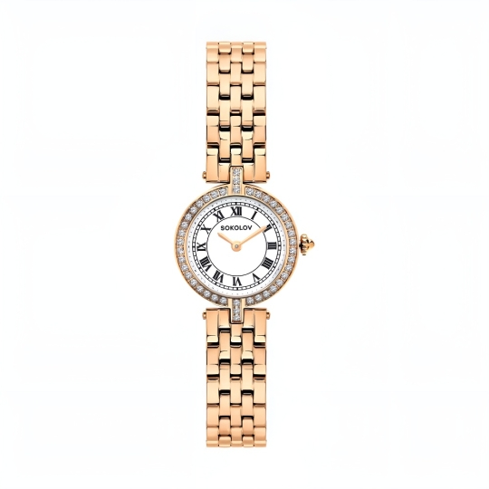 Женские стальные часы с фианитами