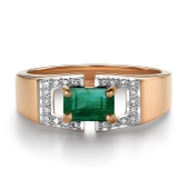 Кольцо из золота с бриллиантами и изумрудом