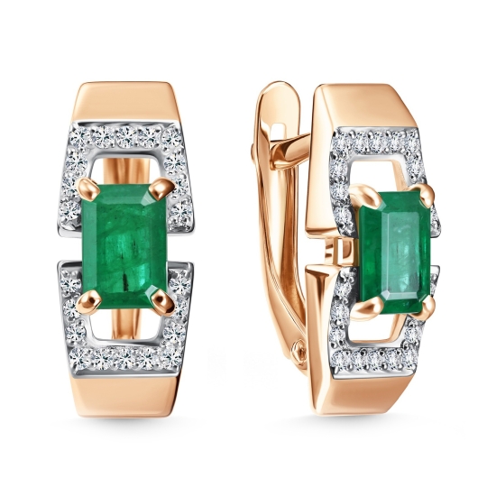 Кольцо из золота с бриллиантами и изумрудом