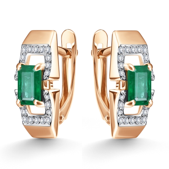 Кольцо из золота с бриллиантами и изумрудом