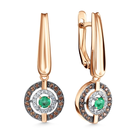 Серьги из золота с топазами London и фианитами