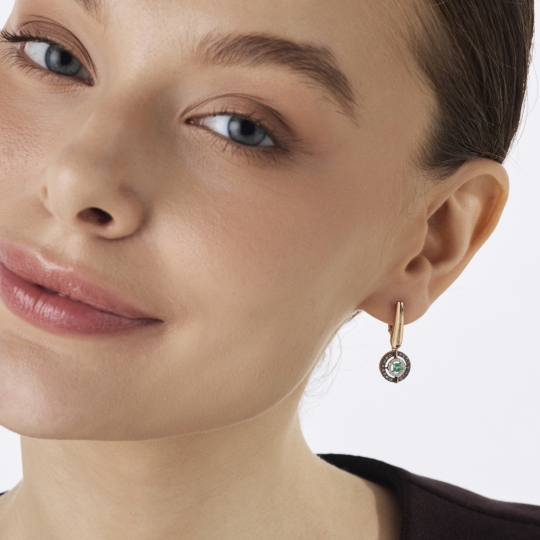 Серьги из золота с топазами London и фианитами