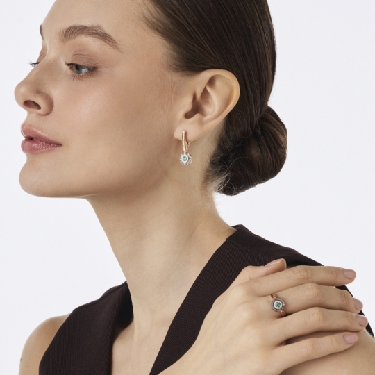 Серьги из золота с топазами London и фианитами