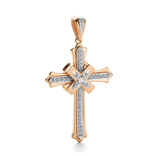 Подвеска из золота с сапфировым корундом и фианитами