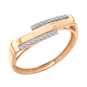 Кольцо-печатка из золота с фианитами