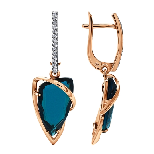 Кольцо из золота с ситаллом топаз London и фианитами