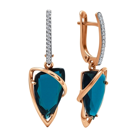 Кольцо из золота с ситаллом топаз London и фианитами