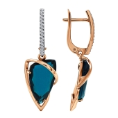 Серьги из золота с ситаллами топаз London и фианитами