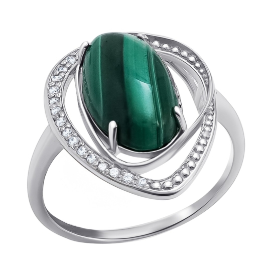 Кольцо из серебра с празиолитом и фианитами