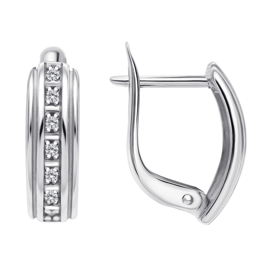 Серьги из серебра с ювелирными кристаллами и фианитами