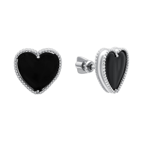 Серьги пусеты из серебра с бриллиантами