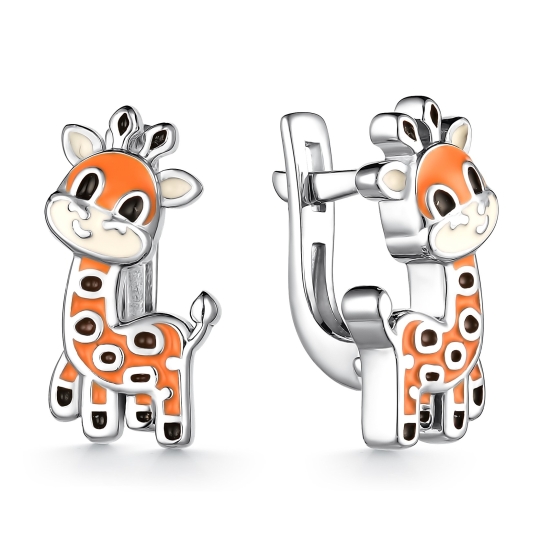 Серьги из серебра с агатами и фианитами