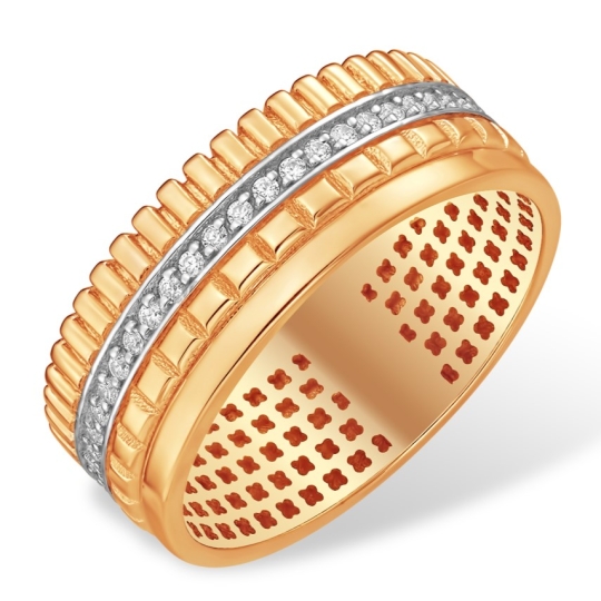 Кольцо из золота с ювелирным кристаллом и фианитами