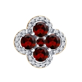 Подвеска из серебра с позолотой, гранатами и фианитами