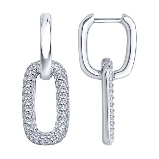 Серьги из серебра с фианитами
