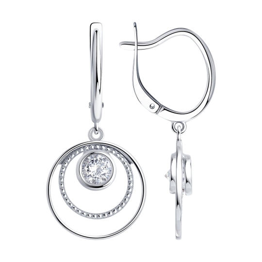 Серьги из серебра с фианитами