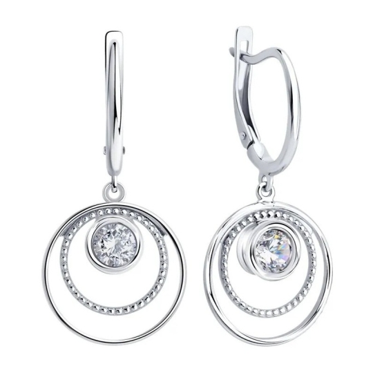 Серьги из серебра с фианитами