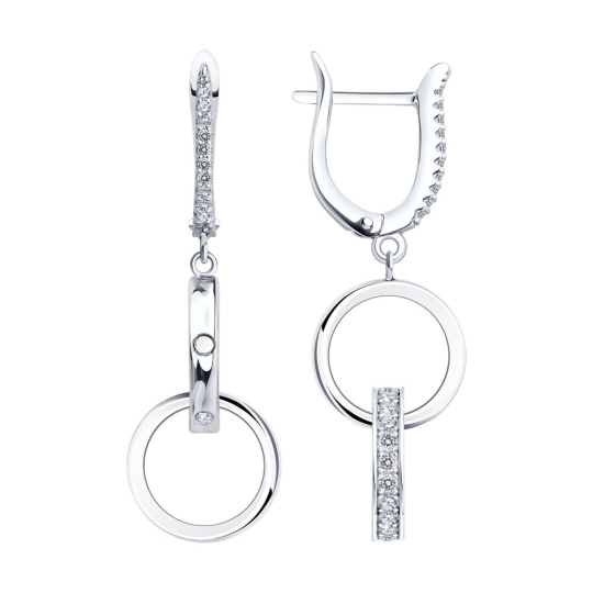 Серьги из серебра с фианитами