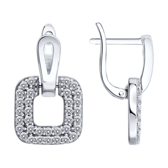 Серьги из серебра с эмалью и фианитами