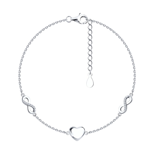 Браслет из серебра с фианитами