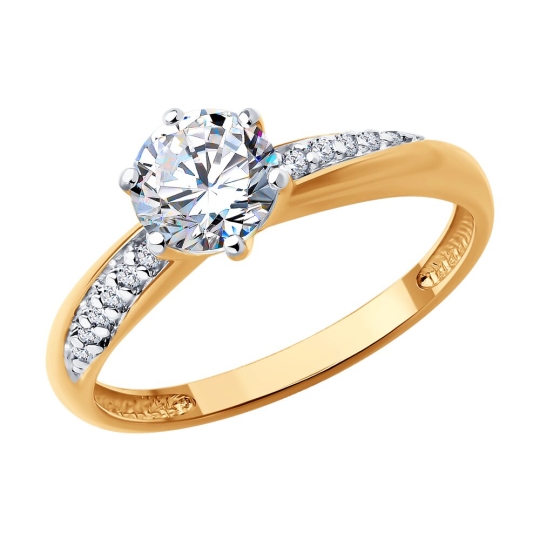 Кольцо из серебра с фианитами "Змея"