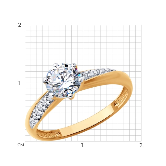 Кольцо из серебра с фианитами "Змея"