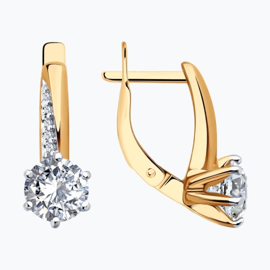 Кольцо из серебра с позолотой и фианитами