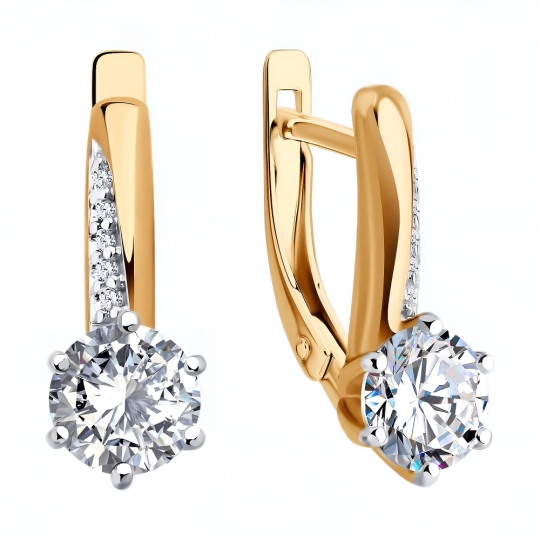 Кольцо из серебра с позолотой и фианитами