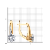 Серьги из серебра с позолотой и фианитами