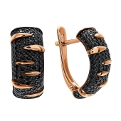 Серьги из золота с черными фианитами