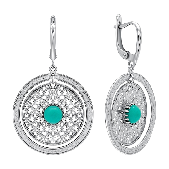 Серьги из серебра с ситаллами и фианитами