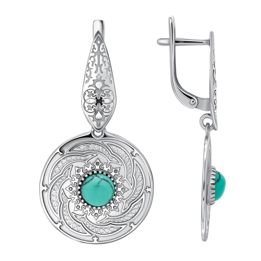 Серьги пусеты из серебра с бриллиантами