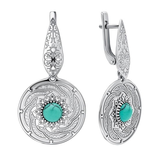 Серьги пусеты из серебра с бриллиантами