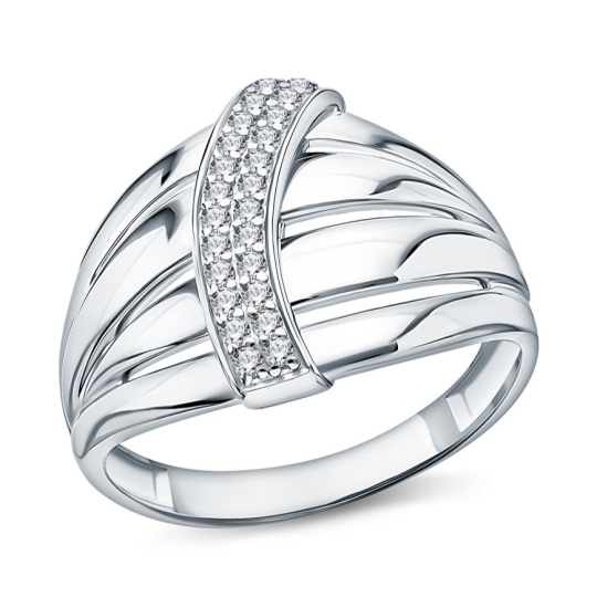 Кольцо из серебра с фианитами "Дракон"