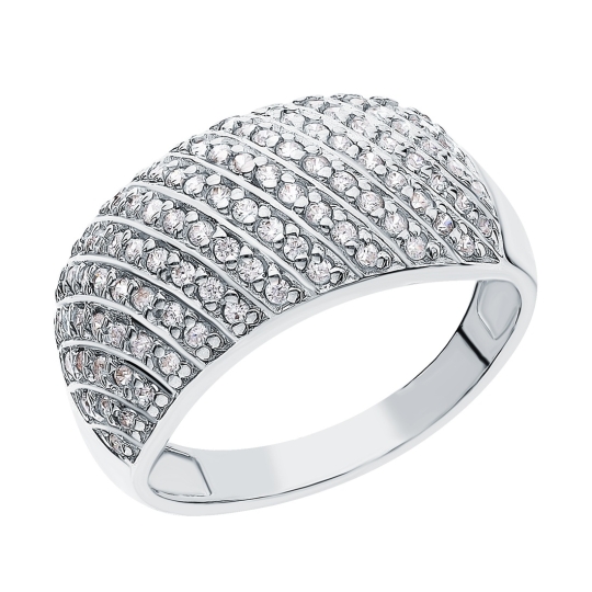 Кольцо из серебра с агатом и фианитами