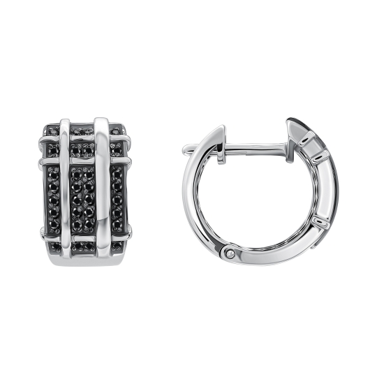 Серьги из серебра с позолотой, агатами и фианитами 