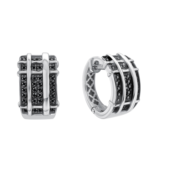 Серьги из серебра с позолотой, агатами и фианитами 