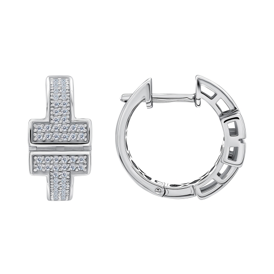 Серьги из серебра с гранатами и фианитами