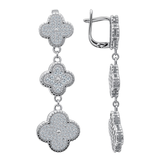 Серьги из серебра с ситаллами и фианитами