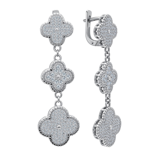 Серьги из серебра с ситаллами и фианитами