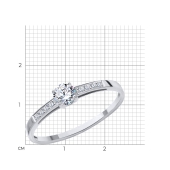 Кольцо из белого золота с фианитами