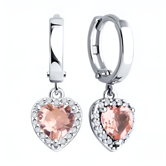 Колье из серебра с ювелирным кристаллом и фианитами