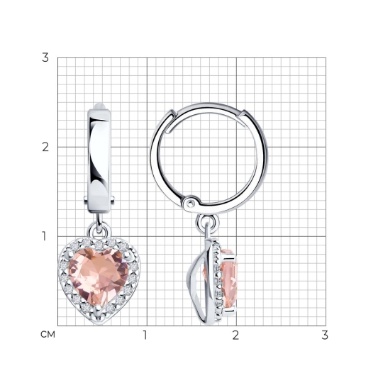 Колье из серебра с ювелирным кристаллом и фианитами