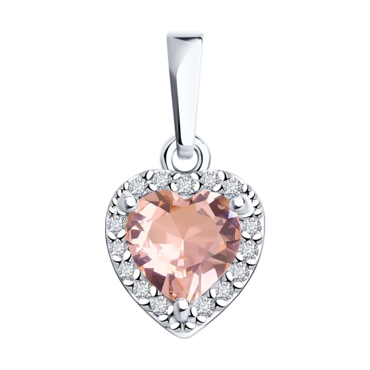 Колье из серебра с ювелирным кристаллом и фианитами