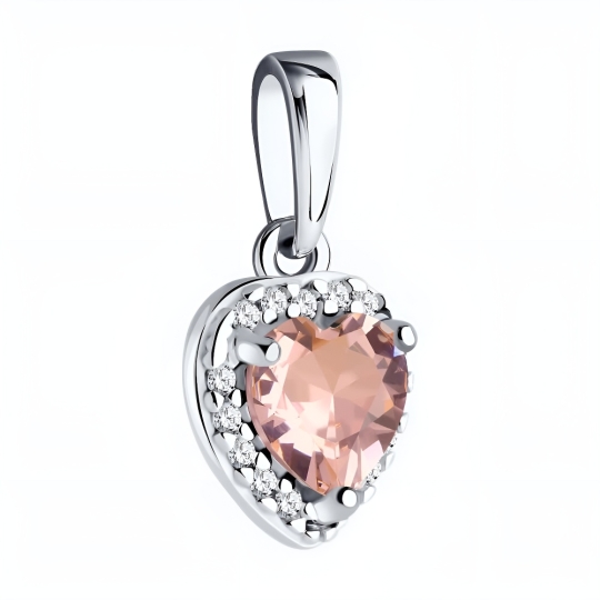 Колье из серебра с ювелирным кристаллом и фианитами