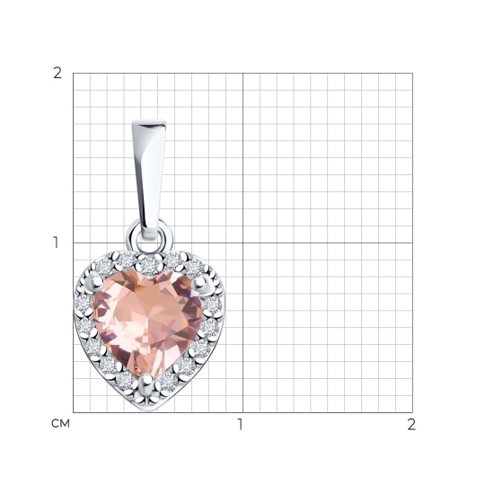 Подвеска из серебра с ювелирным кристаллом и фианитами