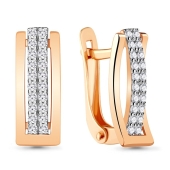 Серьги из серебра с позолотой и фианитами